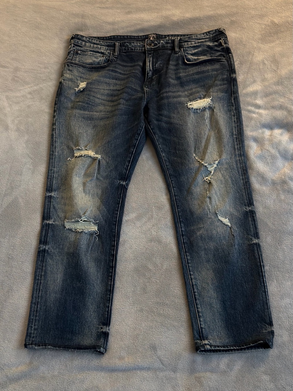 PRPS LeSabre Jeans Mens 40 Slim Tapered Distressed Stretch Designer Denim Blue
